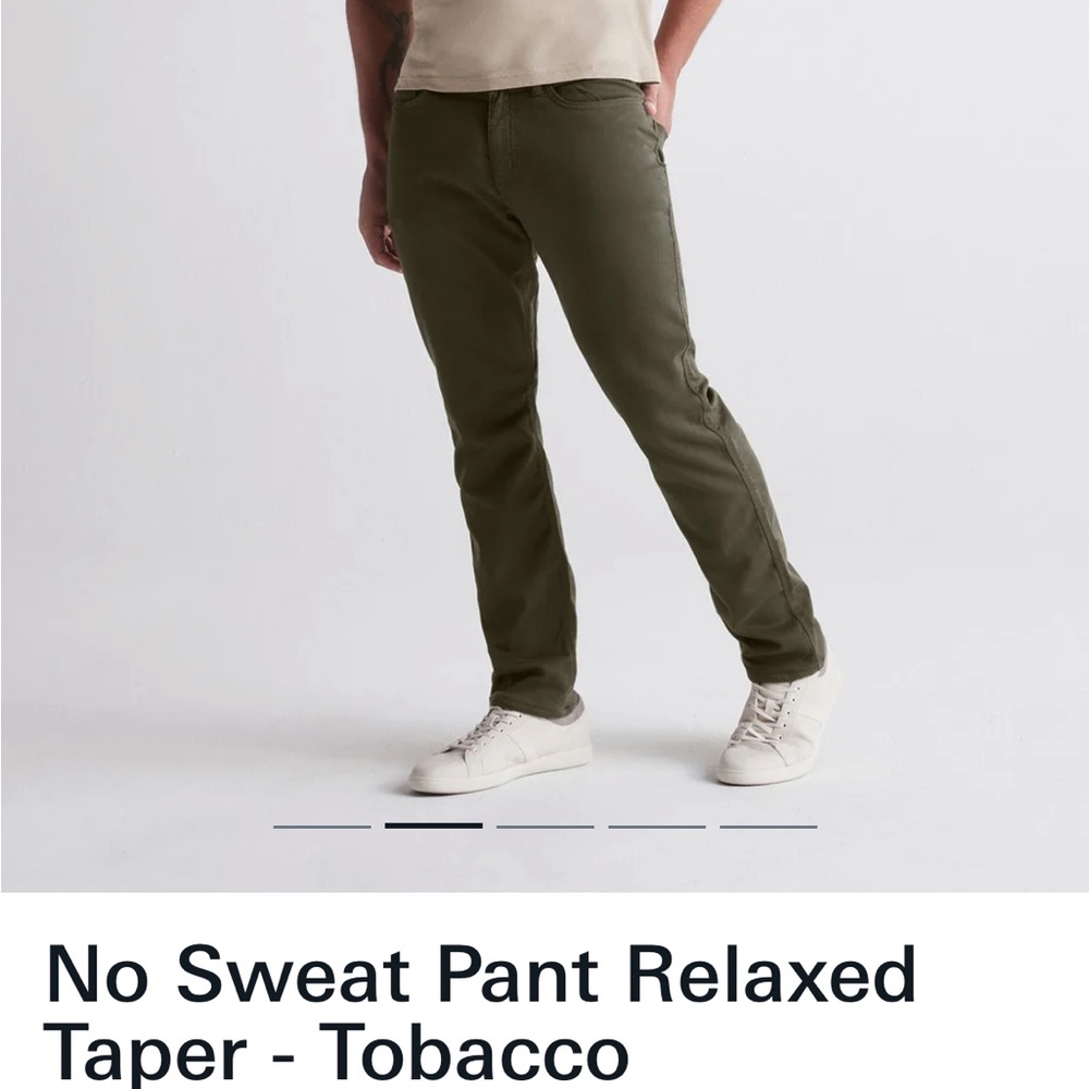Men’s DU/ER No Sweat Pant Relaxed Taper- Army Green- Size 34x30- Great Condition